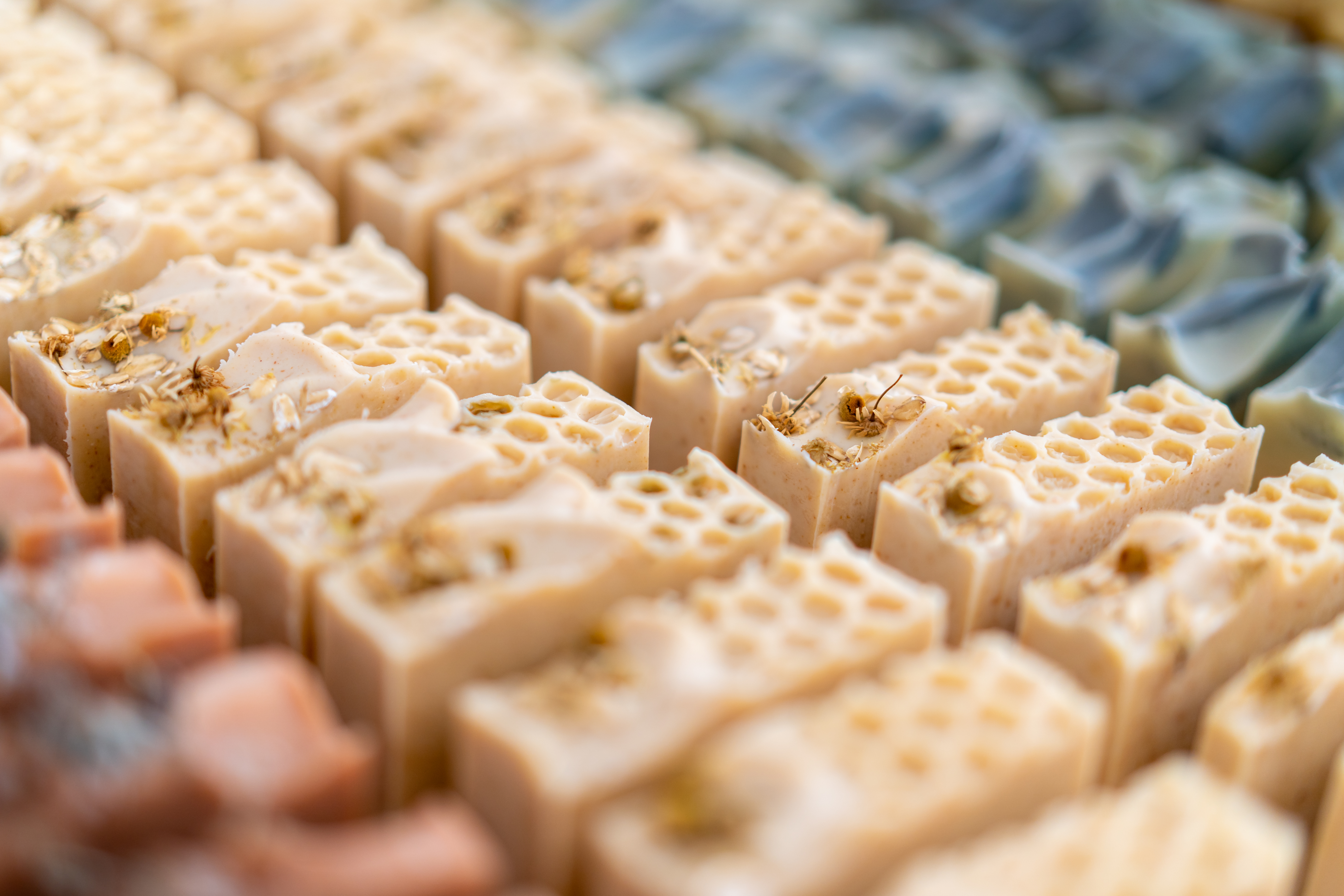 Handcrafted soap inventory at Rejai Naturals